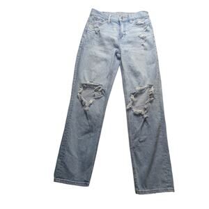 American Eagle Women’s Stretch Jeans Size 0 Regular Light Wash Distressed Denim